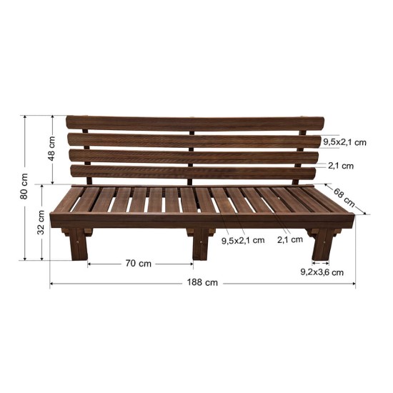 4θέσιος καναπές βαρέου τύπου 188x68x80 cm