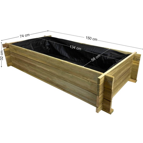 Vegetable garden with bottom - Δ150x74x32