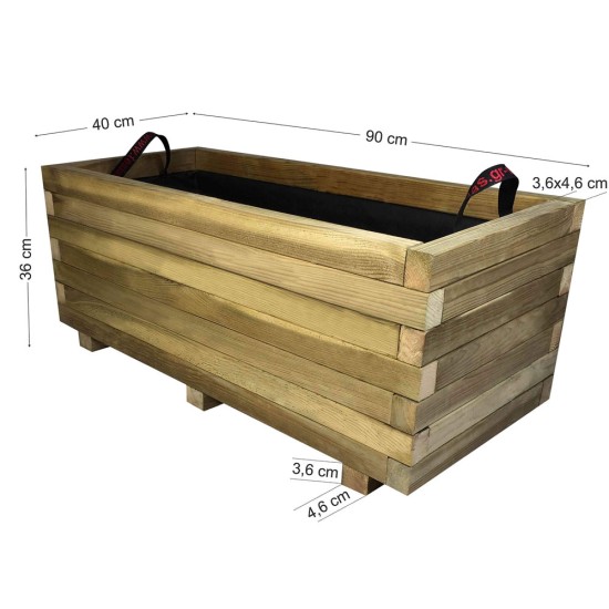 Wooden Planter parallelogram 90x40x36cm