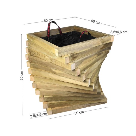 Square twisted entrance pot - 50x50x60