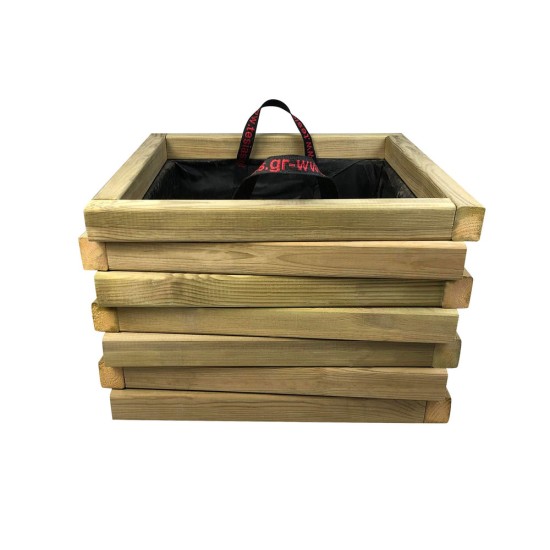 Square asymmetrical entrance pot - 50x50x36