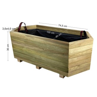 Planter Wooden six-sided 100x45cm