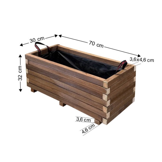 Ζαρντινιέρα Ξύλινη Παραλ/μη 70x30x32cm