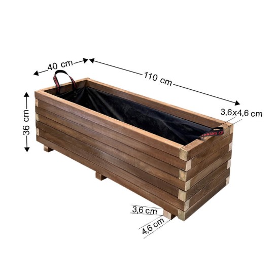 Ζαρντινιέρα Ξύλινη Παραλ/μη 110x40x36cm