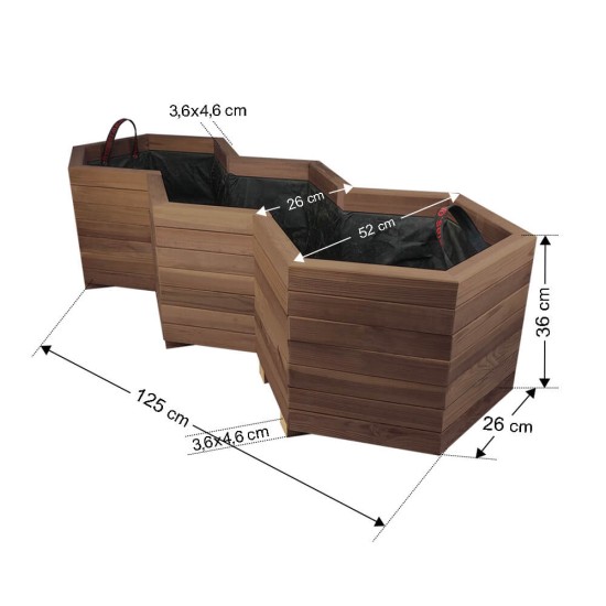 Ζαρντινιέρα τριπλή εξάγωνη 125x52