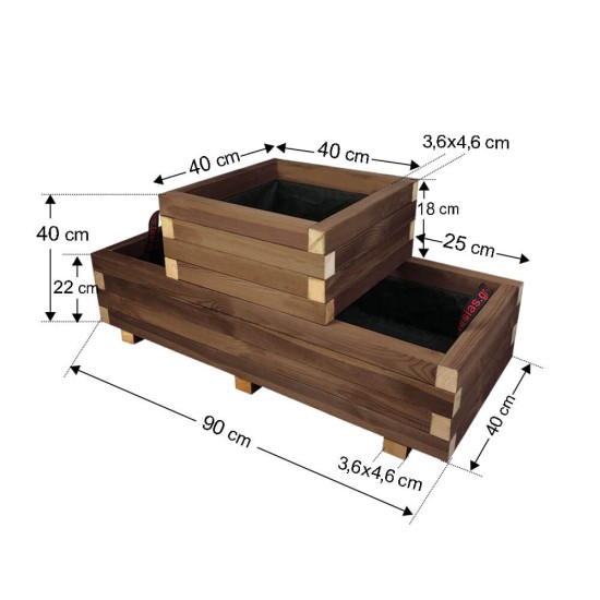 Ζαρντινιέρα δύο επιπέδων Νο1 90x40x40
