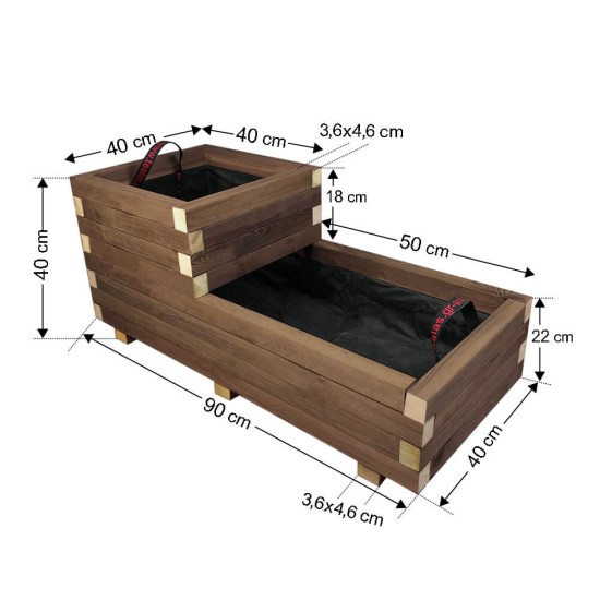 Ζαρντινιέρα δύο επιπέδων Νο2 90x40x40