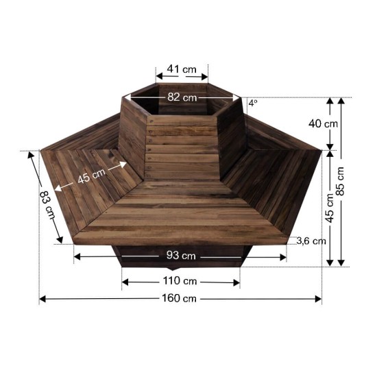 Παγκάκι Γλάστρα 12 ατόμων εξάγωνη - Δ160x85