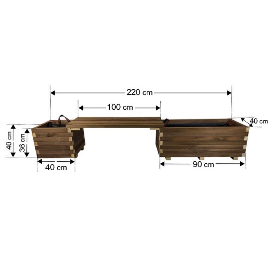Παγκάκι γλάστρες σετ 220x40x40cm