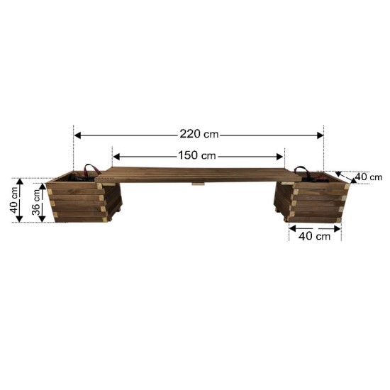 Παγκάκι γλάστρες σετ 220x40x40cm