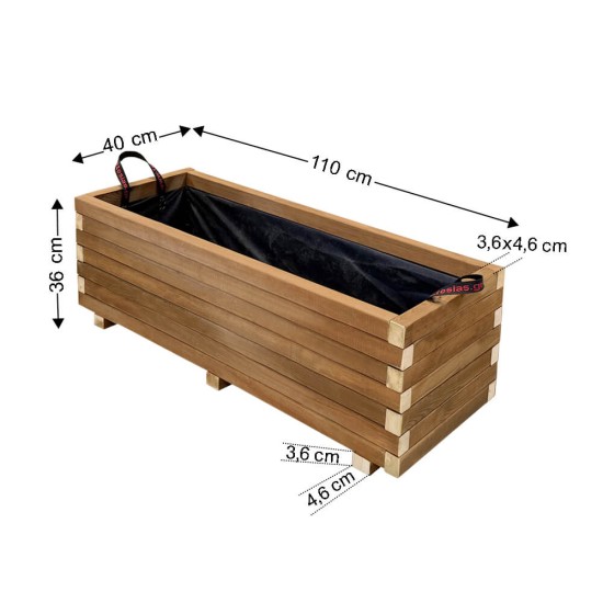 Ζαρντινιέρα Ξύλινη Παραλ/μη 110x40x36cm