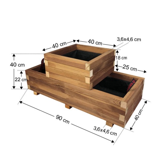 Ζαρντινιέρα δύο επιπέδων Νο1 90x40x40