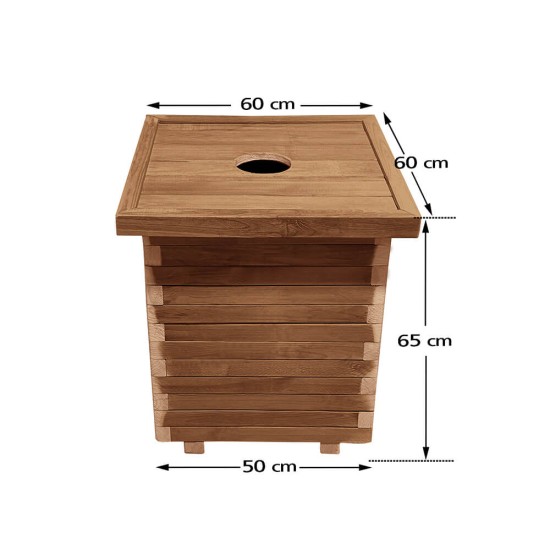 Ξύλινος κάδος απορριμμάτων τετράγωνος | 50x50x65 - 160lt