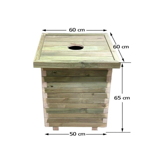 Ξύλινος κάδος απορριμμάτων τετράγωνος | 50x50x65 - 160lt