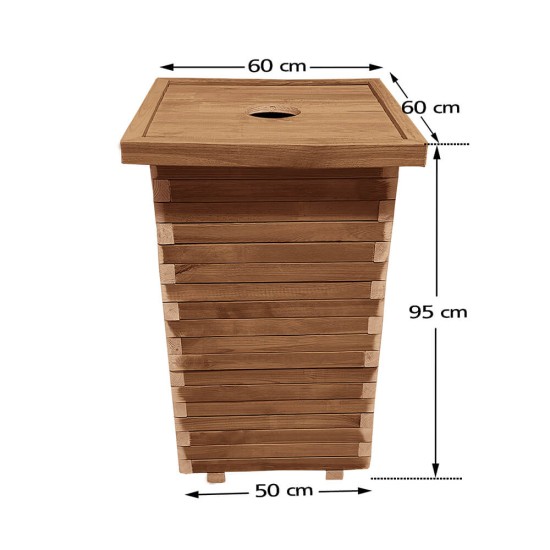 Ξύλινος κάδος απορριμμάτων τετράγωνος | 50x50x94 - 225lt