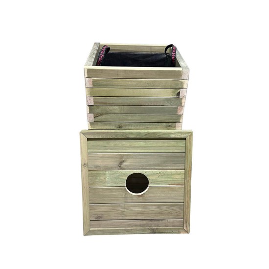 Ξύλινος κάδος απορριμμάτων τετράγωνος | 50x50x94 - 225lt