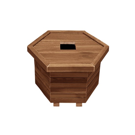 Ξύλινος κάδος απορριμμάτων εξάγωνος | κλειστές γωνίες | Δ52x40cm - 60lt