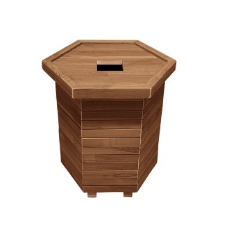 Ξύλινος κάδος απορριμμάτων εξάγωνος | κλειστές γωνίες | Δ52x64cm - 110lt