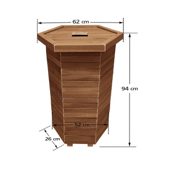 Ξύλινος κάδος απορριμμάτων εξάγωνος | κλειστές γωνίες | Δ52x94cm - 170lt