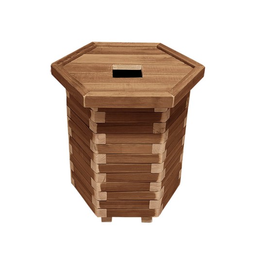Ξύλινος κάδος απορριμμάτων εξάγωνος | ανοιχτές γωνίες | Δ52x64cm - 110lt