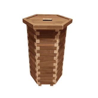 Ξύλινος κάδος απορριμμάτων εξάγωνος | ανοιχτές γωνίες | Δ52x94cm - 170lt