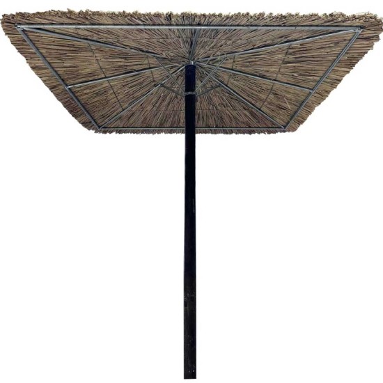 Square straw beach umbrella, heavy-duty type, 9 Beaufort, 210x210cm
