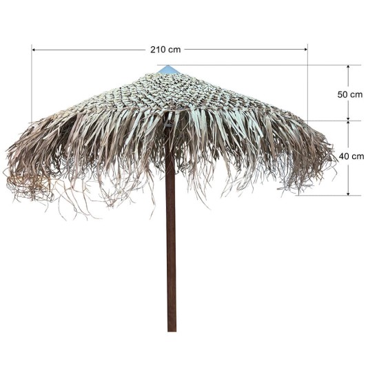 Ξύλινη ομπρέλα θαλάσης Φοινικόφυλλο Αντοχής 6 μποφόρ