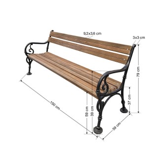 Παγκάκι 3 ατόμων βαρέου τύπου 150 Χ59 Χ79 cm 