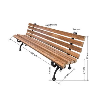 Παγκάκι 3 ατόμων βαρέου τύπου 150 Χ52 Χ72 cm 