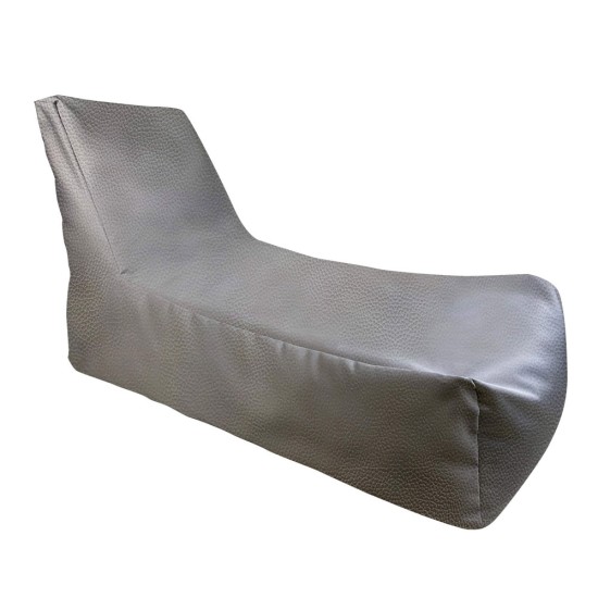 Ξαπλώστρα Πουφ με πλάτη | Αδιάβροχη | 140x65x80x33 | Γκρι Δερματίνη