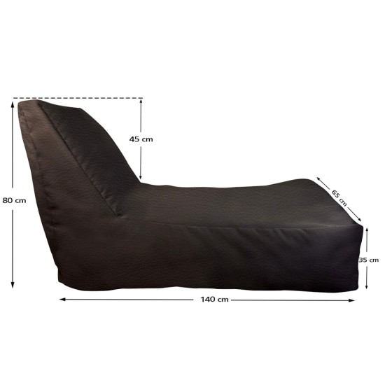 Ξαπλώστρα Πουφ με πλάτη | Αδιάβροχη | 140x65x80x33 | Καρυδί Δερματίνη