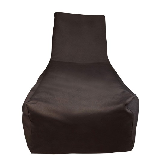 Ξαπλώστρα Πουφ με πλάτη | Αδιάβροχη | 140x65x80x33 | Καρυδί Δερματίνη