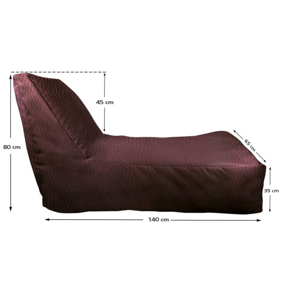 Ξαπλώστρα Πουφ με πλάτη | Αδιάβροχη | 140x65x80x33 | Καφέ Δερματίνη