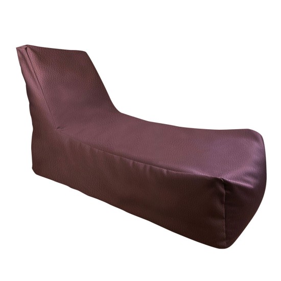 Ξαπλώστρα Πουφ με πλάτη | Αδιάβροχη | 140x65x80x33 | Καφέ Δερματίνη