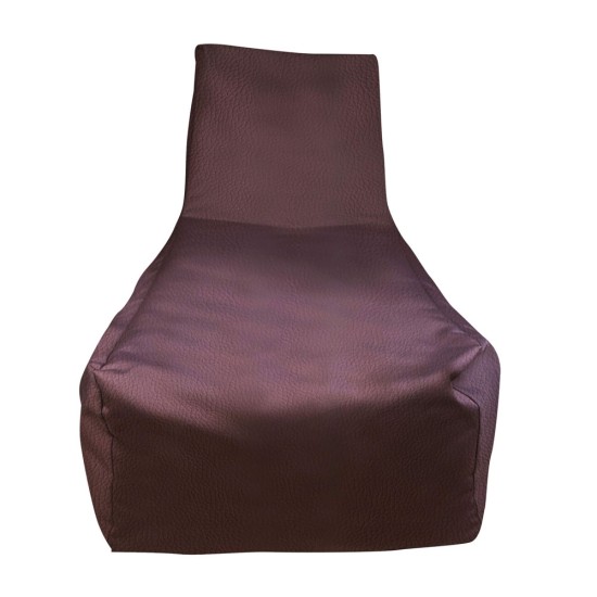 Ξαπλώστρα Πουφ με πλάτη | Αδιάβροχη | 140x65x80x33 | Καφέ Δερματίνη