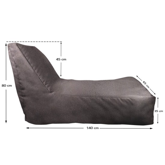 Ξαπλώστρα Πουφ με πλάτη | Αδιάβροχη | 140x65x80x33 | Γκρι Καραβόπανο