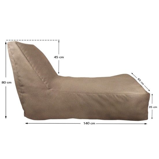 Ξαπλώστρα Πουφ με πλάτη | Αδιάβροχη | 140x65x80x33 | Μπεζ Καραβόπανο