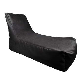 Lounger Pouf with back | Waterproof | 140x65x80x33 | Black Umbrella Fabric