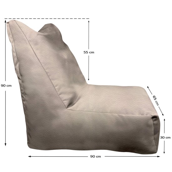Πολυθρόνα Πουφ | Αδιάβροχη | 90x65x90x33  | Ελεφαντί Δερματίνη