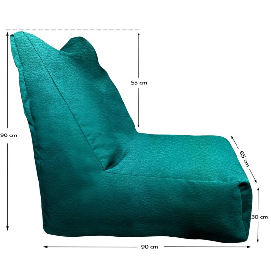 Πολυθρόνα Πουφ | Αδιάβροχη | 90x65x90x33  | Πετρόλ Δερματίνη
