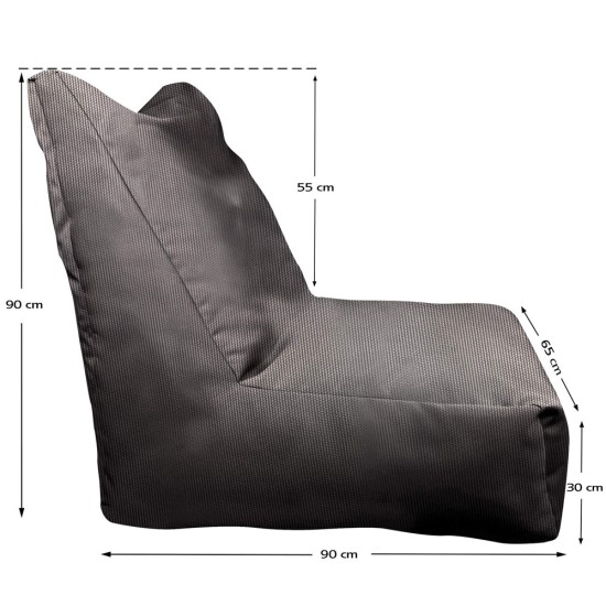 Πολυθρόνα Πουφ | Αδιάβροχη | 90x65x90x33 | Γκρι Καραβόπανο