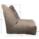 Slipper chair Pouf | Waterproof | 90x65x90x33 | Beige Canvas Fabric