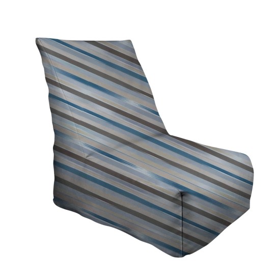 Πολυθρόνα Πουφ | Αδιάβροχη | 90x65x90x33 | Ριγέ Τυρκουαζ Μπεζ Καραβόπανο