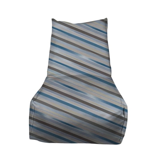 Πολυθρόνα Πουφ | Αδιάβροχη | 90x65x90x33 | Ριγέ Τυρκουαζ Μπεζ Καραβόπανο