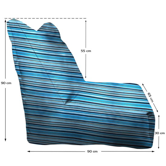 Πολυθρόνα Πουφ | Αδιάβροχη | 90x65x90x33 | Ριγέ Σιέλ Καραβόπανο