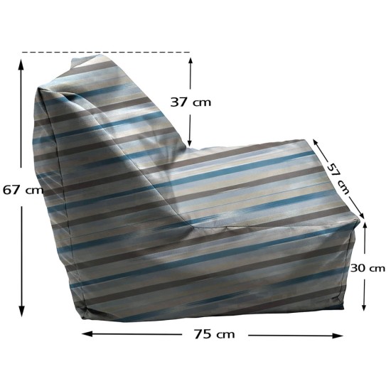 Πουφ Junior Πολυθρονάκι | Αδιάβροχo | 75x67x57x30 | Ριγέ Τυρκουαζ Μπεζ Καραβόπανο