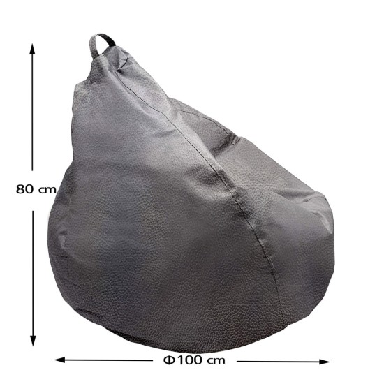 Πουφ Αχλάδι Πολυθρόνα | Αδιάβροχo | Φ100x80 | Γκρι Δερματίνη