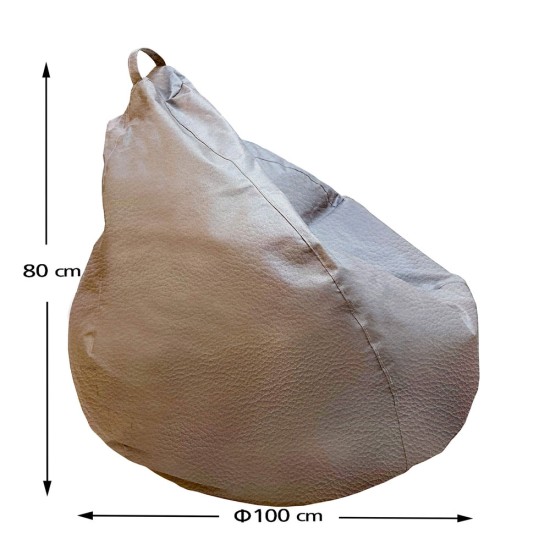 Πουφ Αχλάδι Πολυθρόνα | Αδιάβροχo | Φ100x80 | Ελεφαντί Δερματίνη