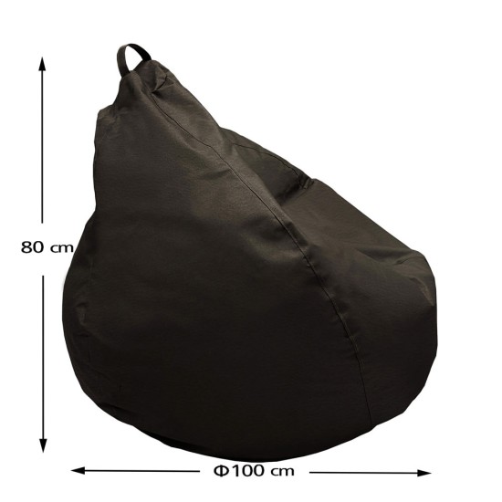 Πουφ Αχλάδι Πολυθρόνα | Αδιάβροχo | Φ100x80 | Καρυδί Δερματίνη