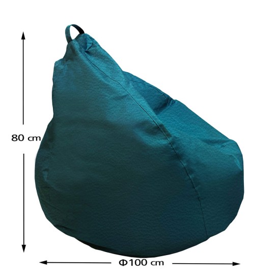 Πουφ Αχλάδι Πολυθρόνα | Αδιάβροχo | Φ100x80 | Πετρόλ Δερματίνη